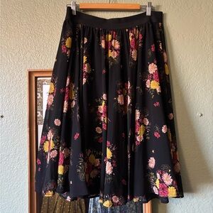 Torrid Black A-Line Skirt with Floral Print